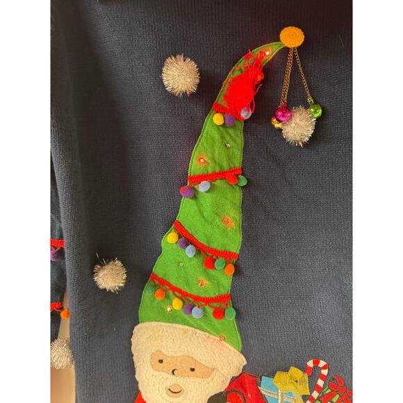 Holiday Time. Women’s Sz M (8-10) Ugly Christmas Santa Tree Light Up Sweater - Picture 11 of 14